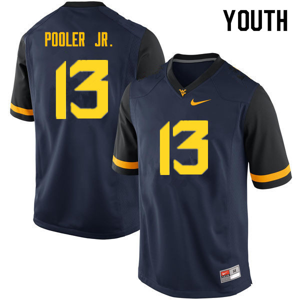 NCAA Youth Jeffery Pooler Jr. West Virginia Mountaineers Navy #13 Nike Stitched Football College Authentic Jersey LP23A34PA
